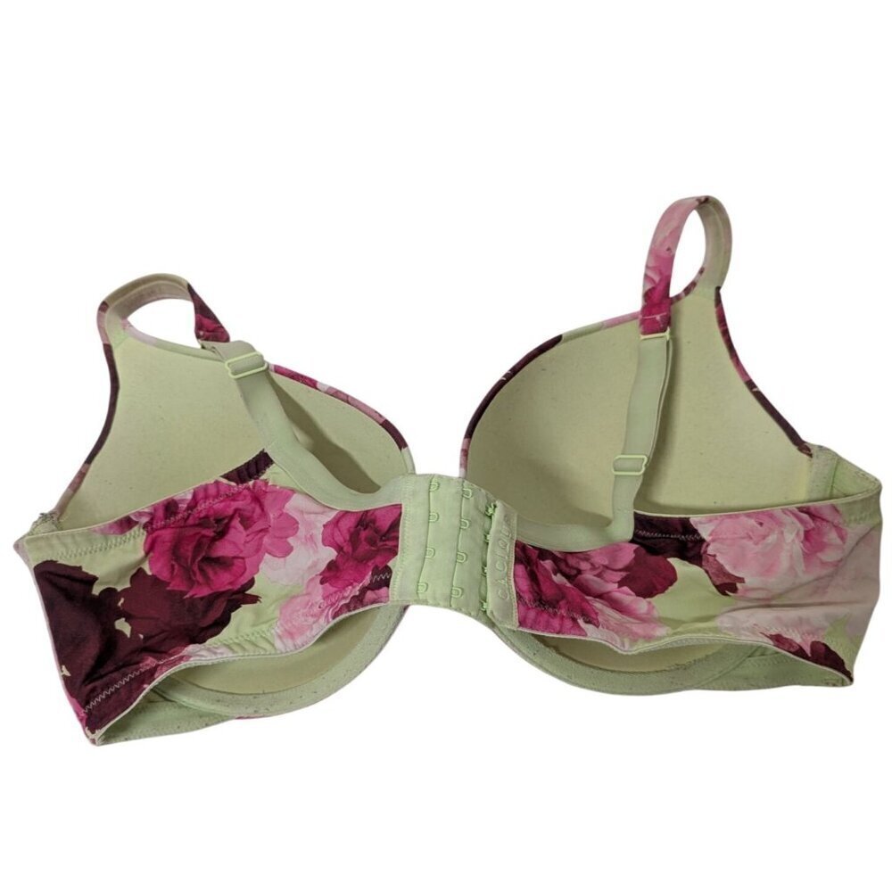 Cacique Floral Boost Plunge Bra Womens Size 42DDD Green Underwire Stretch - Picture 7 of 8